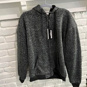 Men’s Medium Sherpa lined grey hoodie 💙